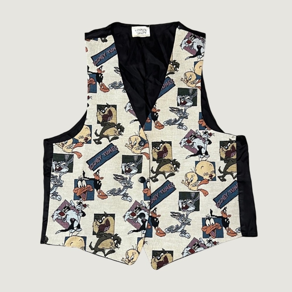 Looney Tunes Tweety Vintage 90s Vest Waistcoat Tapestry Characters Retro Cartoon